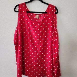 Red Polka Dot Faded Glory 3X 22W/24W Sleeveless Blouse